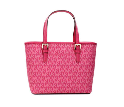 Michael Kors Jet Set PVC Leather XS Carryall Top Zip Tote Bag Women's Purse