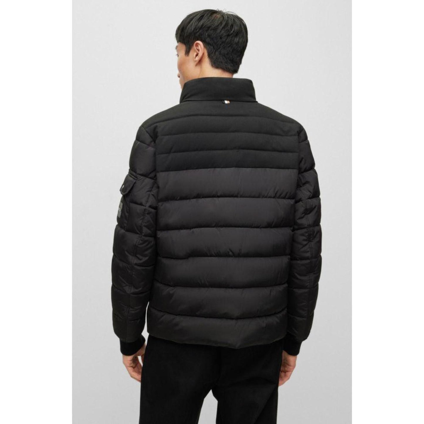 Water-repellent padded jacket with zip closure