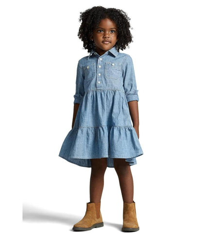 Tiered Chambray Shirtdress (Little Kids)