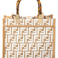 FENDI Sunshine Small Raffia & Leather Tote