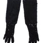 Dolce & Gabbana Black Wool Lace & Lamb Fur Elbow Gloves