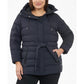 Women's Plus Size Belted Hooded Puffer Coat
