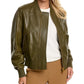 Michael Kors Leather Bomber Jacket