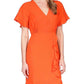 Womens Faux Wrap Short Mini Dress