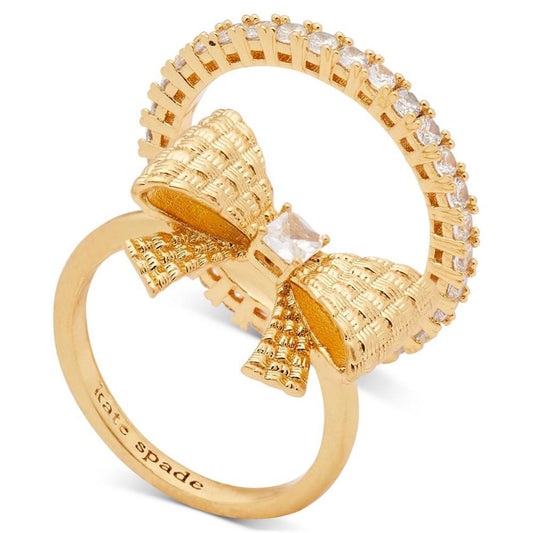 Gold-Tone 2-Pc. Set Cubic Zirconia Bow Stack Rings