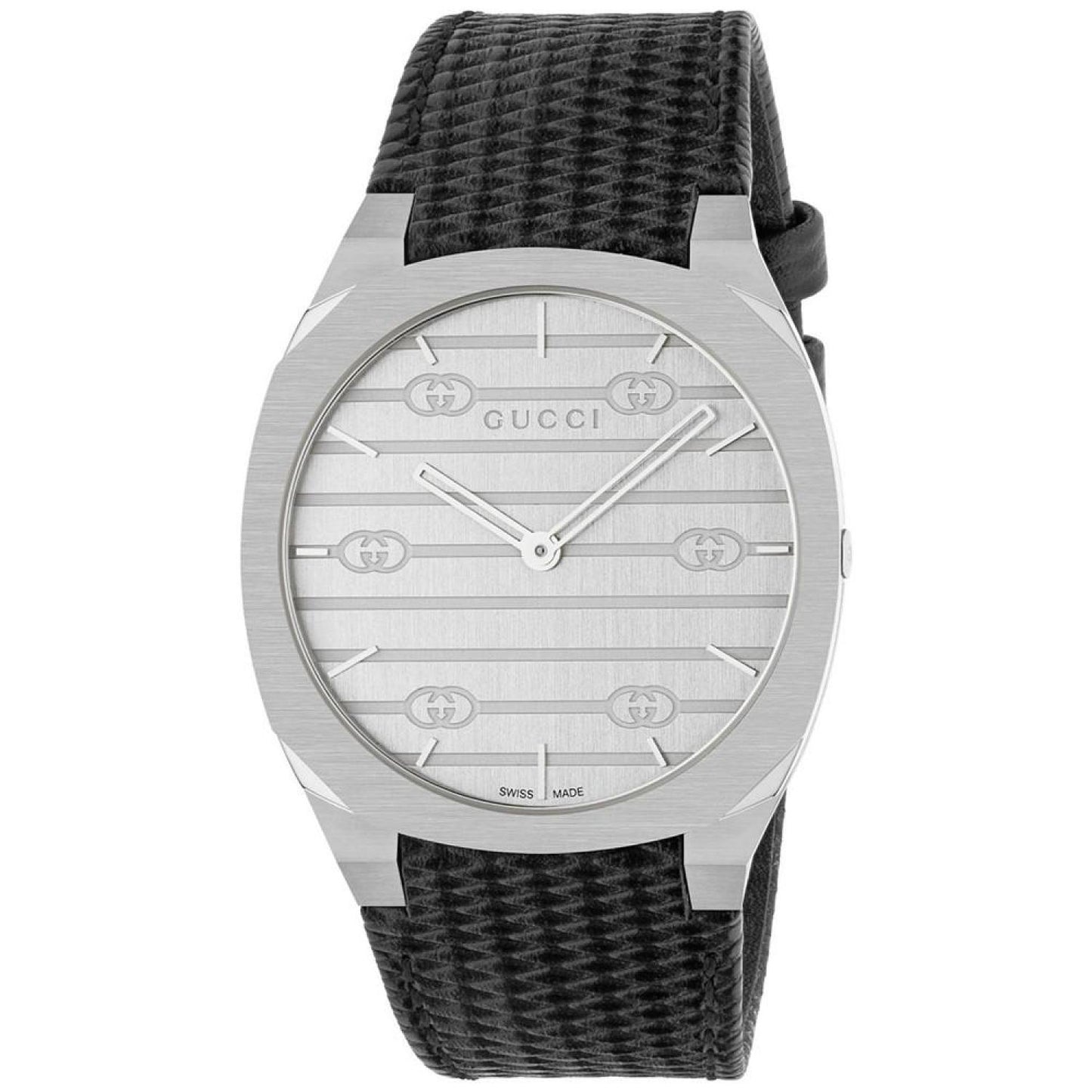 Women's Swiss 25H Black Leather Strap Watch 38mm