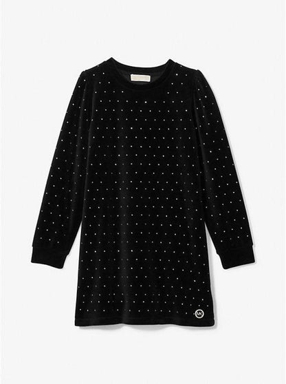 Embellished Velvet Cotton Blend Dress