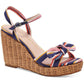 Patio Womens Striped Wicker Wedge Sandals