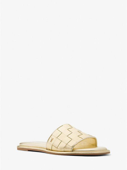 Hayworth Woven Metallic Leather Slide Sandal