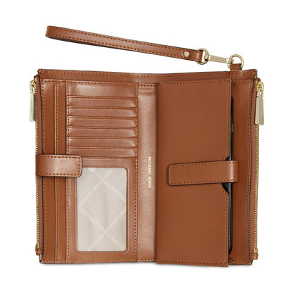 Jet Set Double Zip Leather Wristlet