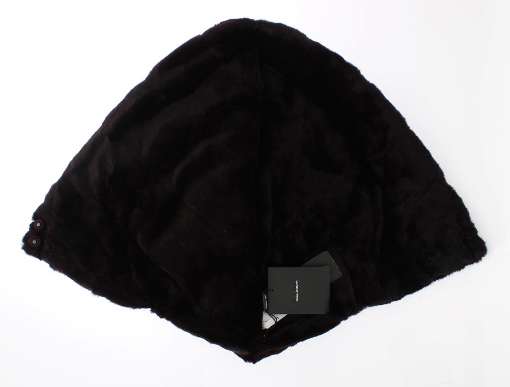 Dolce & Gabbana Purple Weasel Fur Crochet Hood Scarf Hat