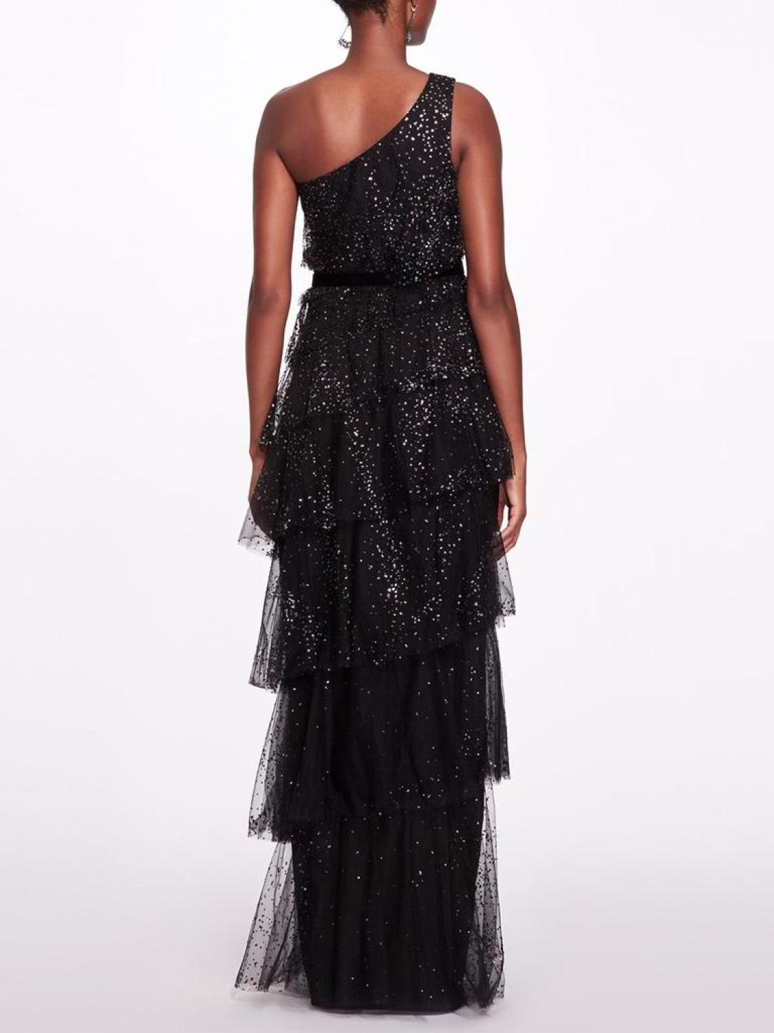One-Shoulder Tiered Gown