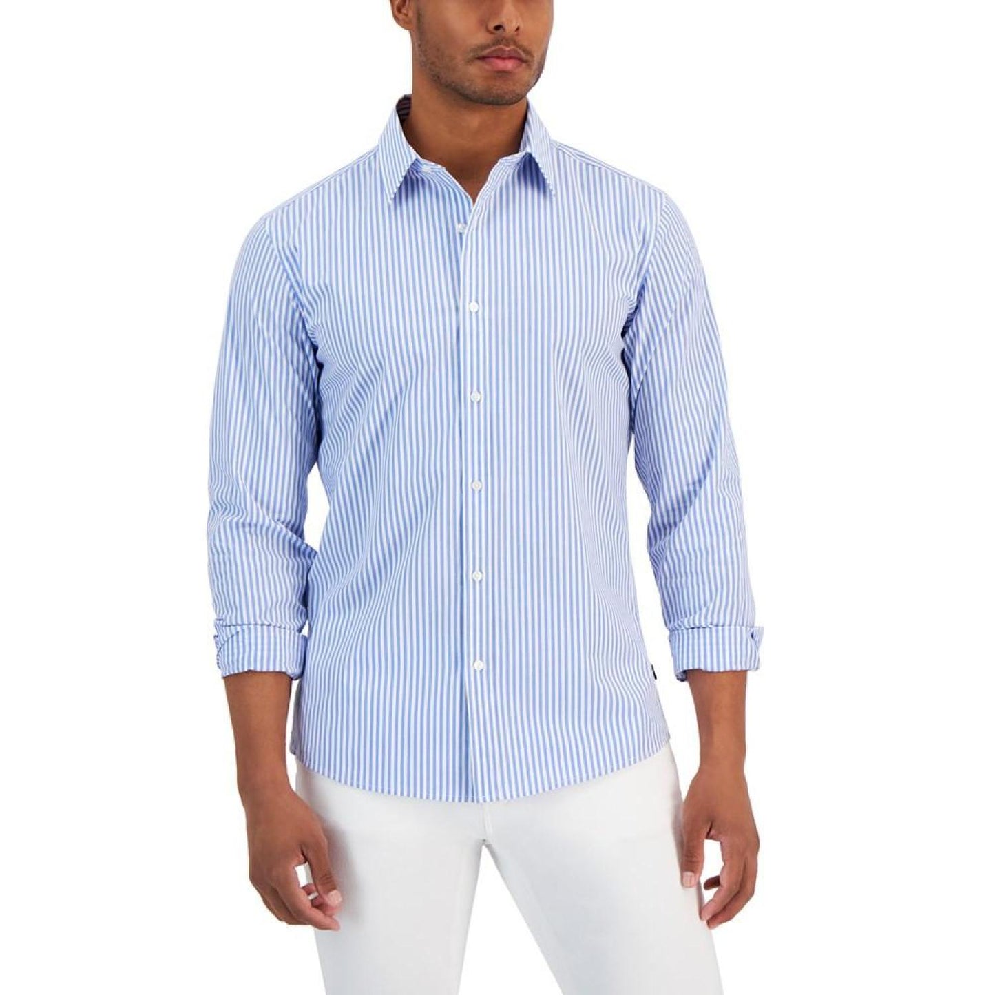 Men's Slim-Fit Stretch Pinstripe Button-Down Shirt