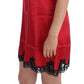 Dolce & Gabbana Red Black Silk Lace Dress Lingerie