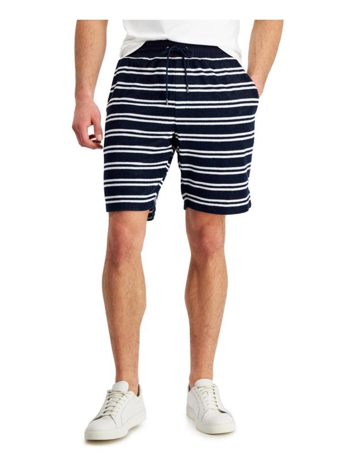 Mens Terry Cloth Striped Casual Shorts