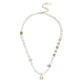 Faux Stone Signature Block Imitation Pearl Necklace