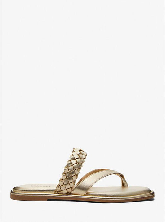 Alba Braided Metallic Faux Leather Slide Sandal