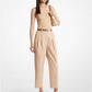 Cotton Blend Twill Cropped Pants