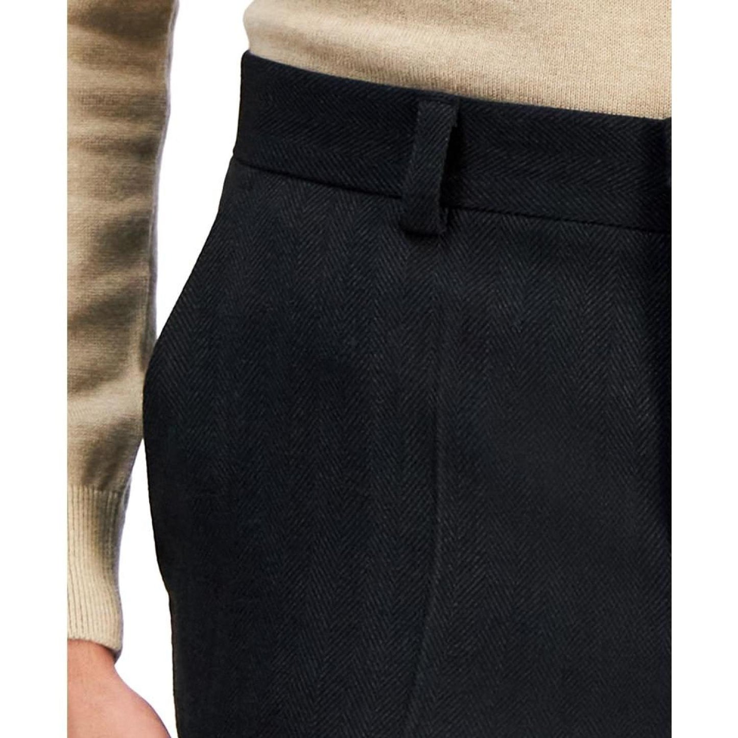 Men's Modern-Fit Charcoal Herringbone Suit Trousers