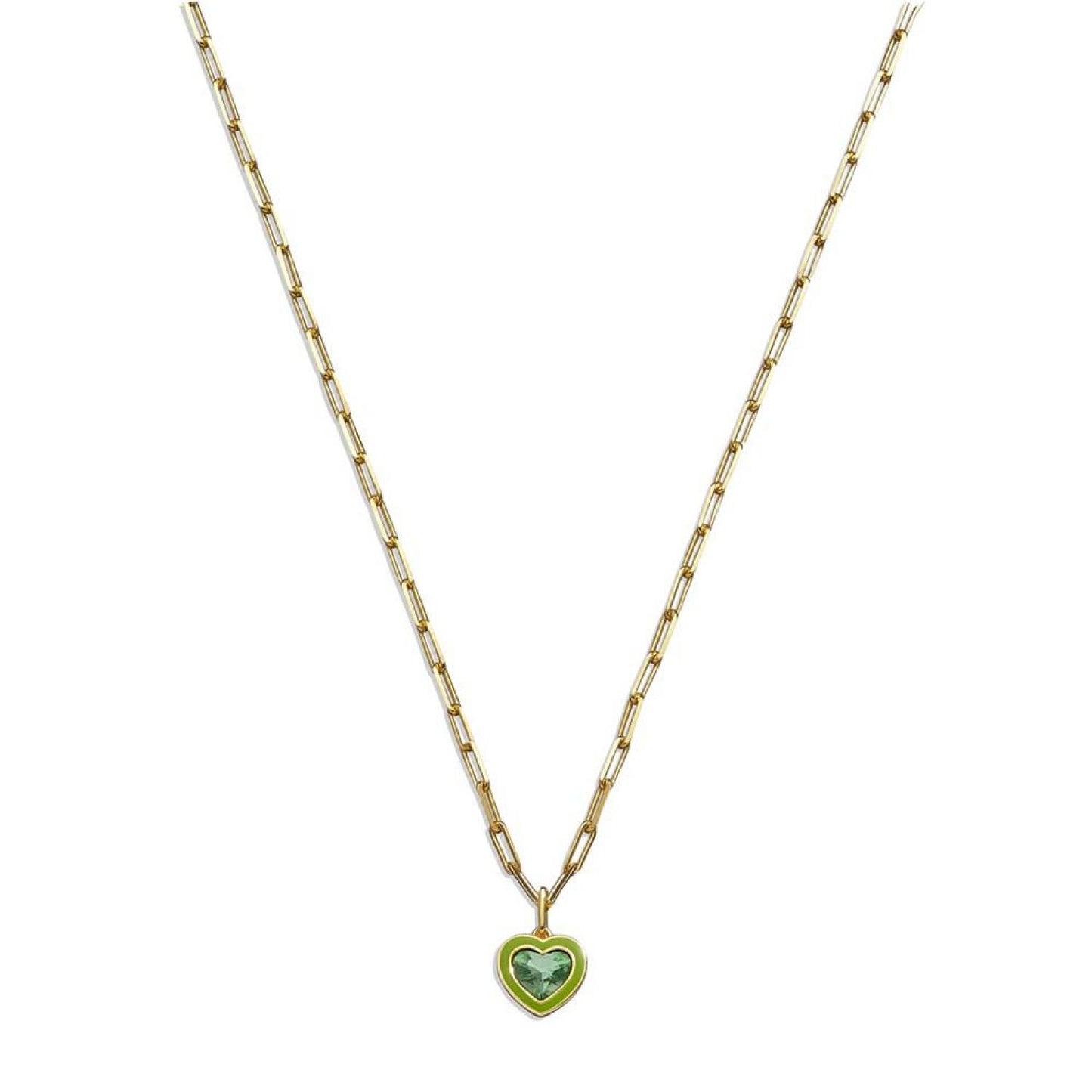 Faux Stone Crystal Heart Pendant Necklace