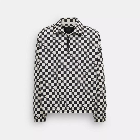 Coach Outlet Checkerboard Quarter Zip Windbreaker