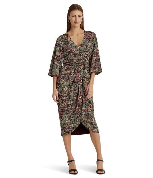 Petite Floral Jersey Tie Front Midi Dress