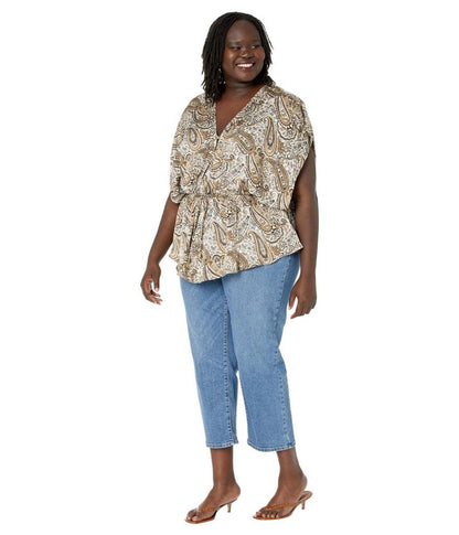 Plus Size Paisley Flounce Hem Top