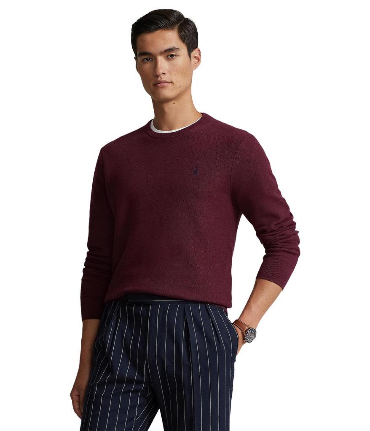 Textured Cotton Crew Neck Sweater