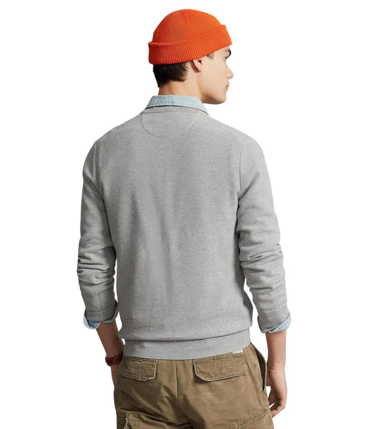 Textured Cotton Crew Neck Sweater