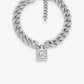 Precious Metal-Plated Brass Pavé Lock Curb Link Necklace