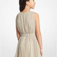 Logo Print Georgette Pleated Dress