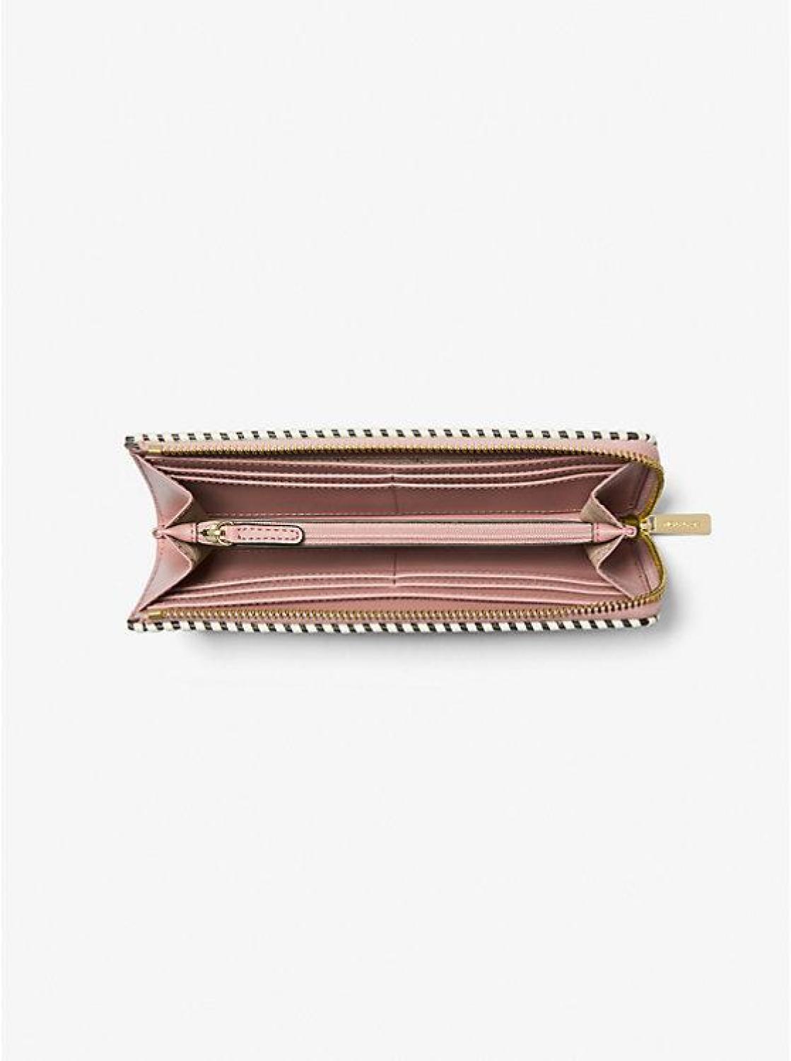 Jet Set Travel Large Pebbled Leather Quarter Zip Wallet