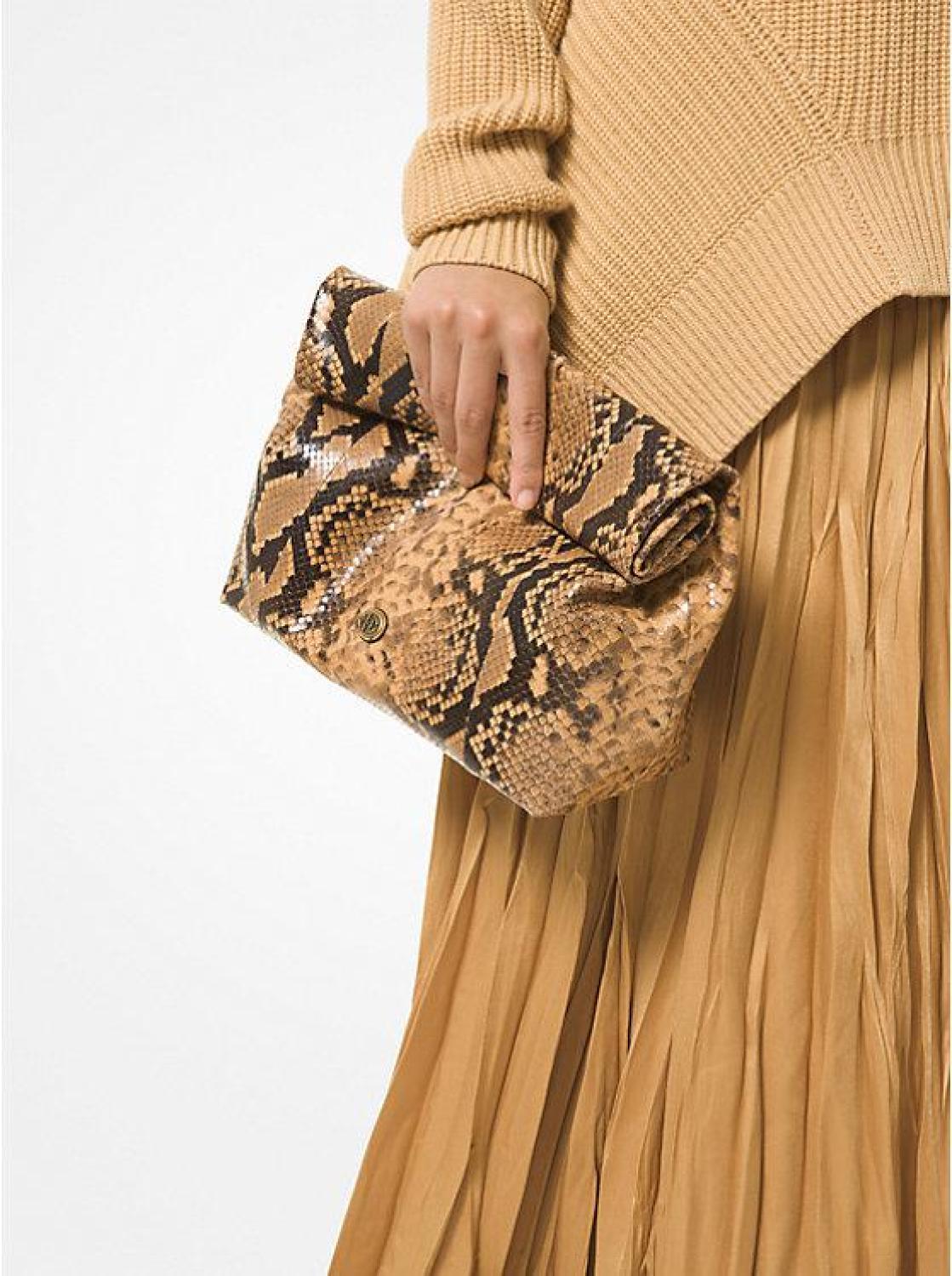 Monogramme Python Embossed Lunch Bag Clutch