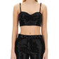Michael Michael Kors Pinstripe Sequined Crepe Bustier Top