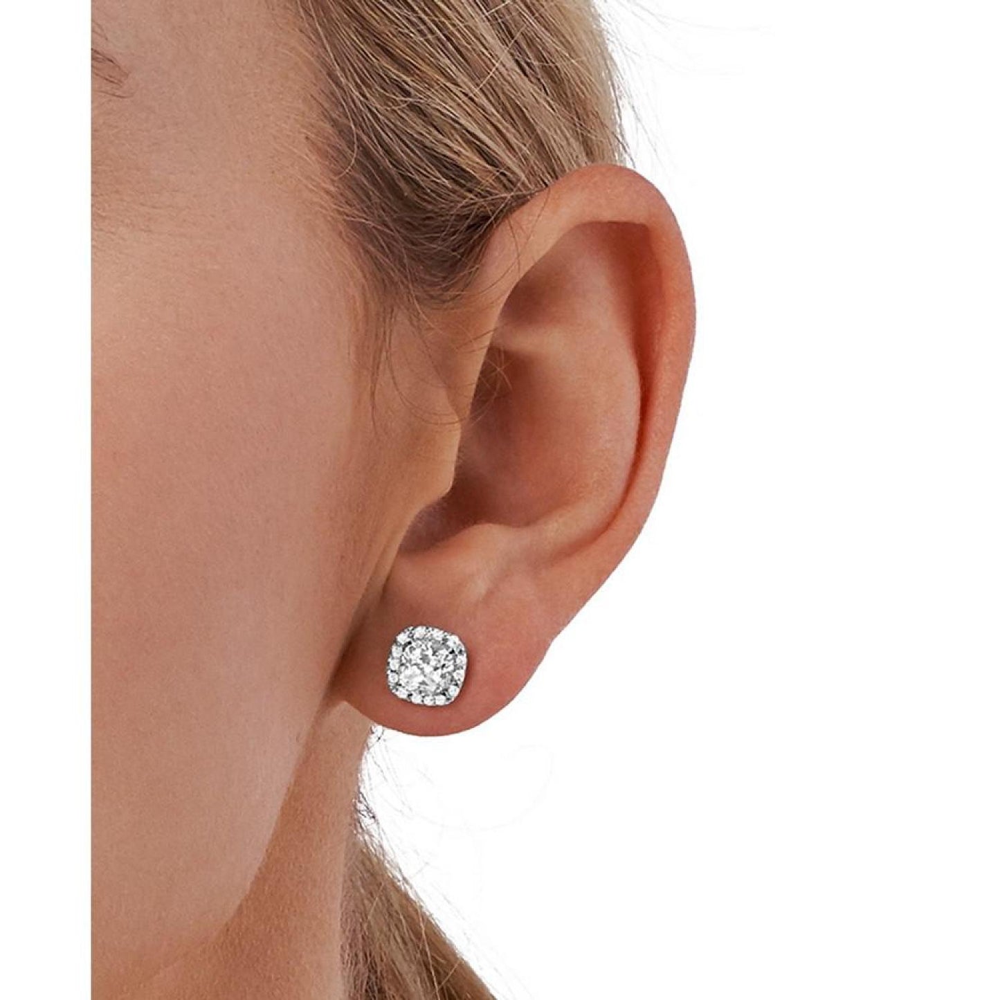 Cushion Cut Halo Stud Earrings