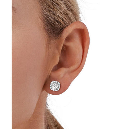 Cushion Cut Halo Stud Earrings