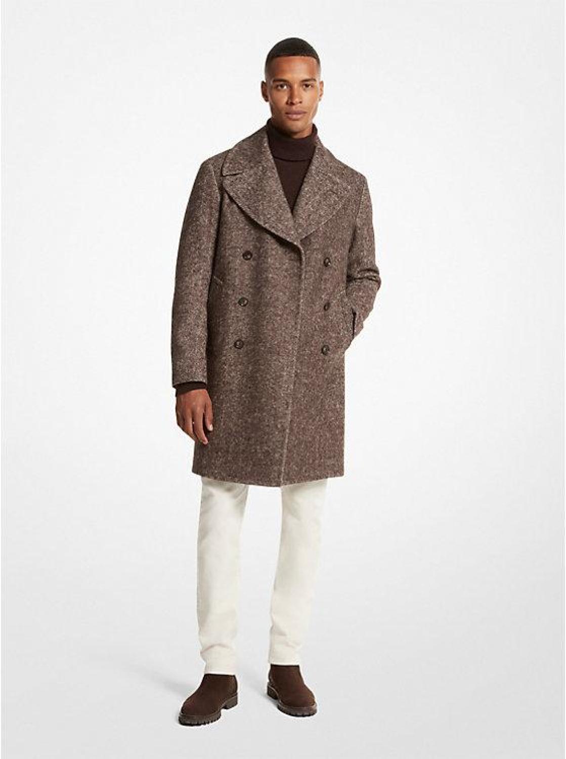 Herringbone Wool Blend Peacoat