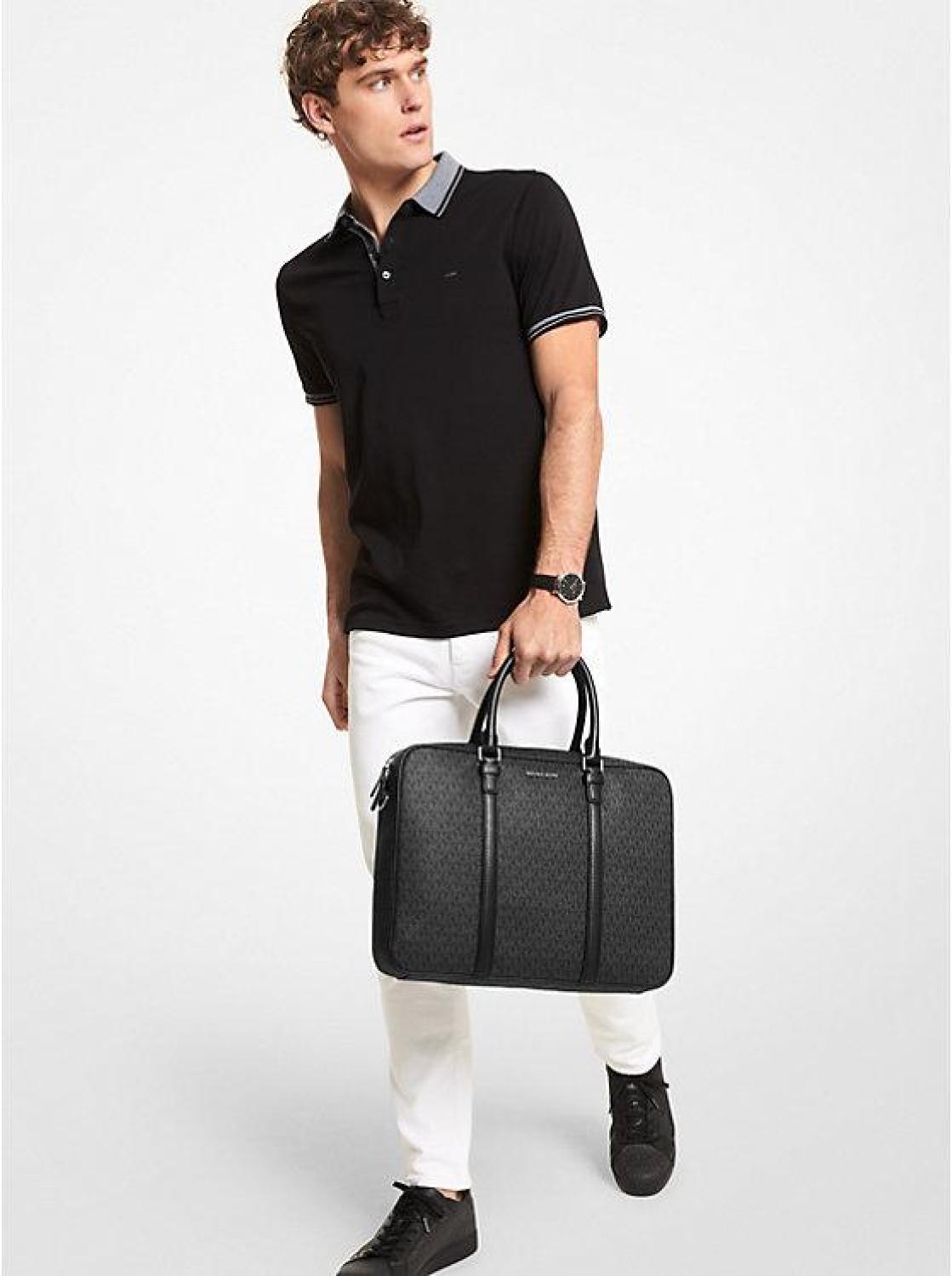 Hudson Logo and Leather Briefcase