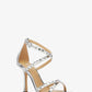 Celia Crystal Embellished Metallic Snake Embossed Sandal