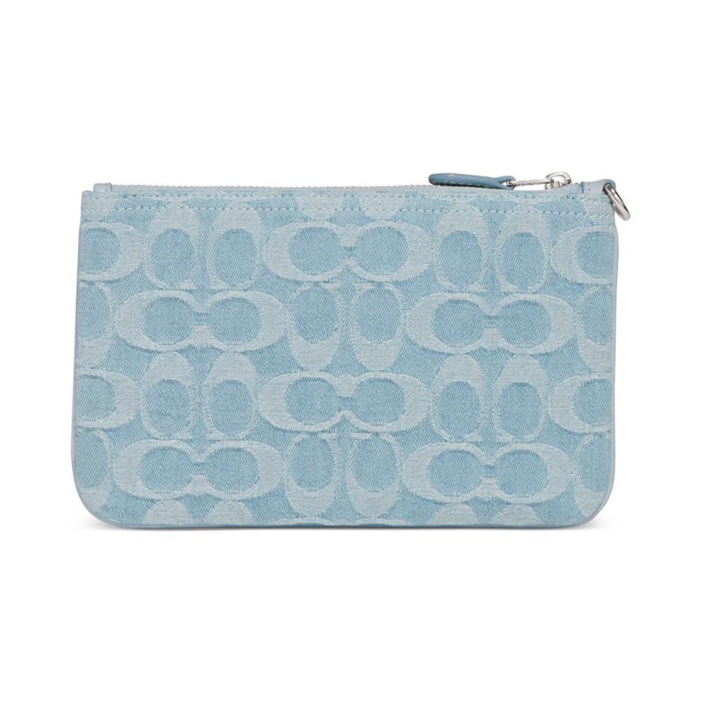 Washed Denim Signature Small Wristlet
