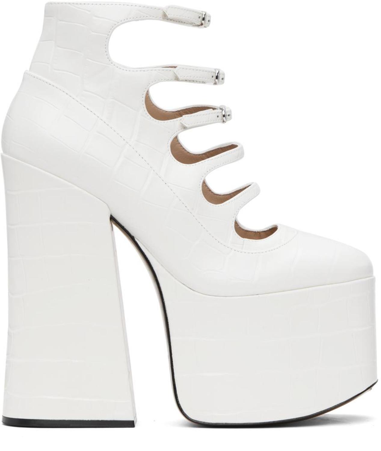 White 'The Croc-Embossed Kiki' Heels