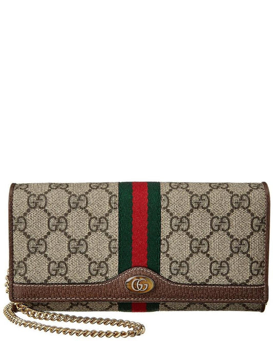 Gucci Ophidia GG Supreme Canvas & Leather Wallet On Chain