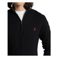 Mesh-Knit Cotton 1/4 Zip Sweater