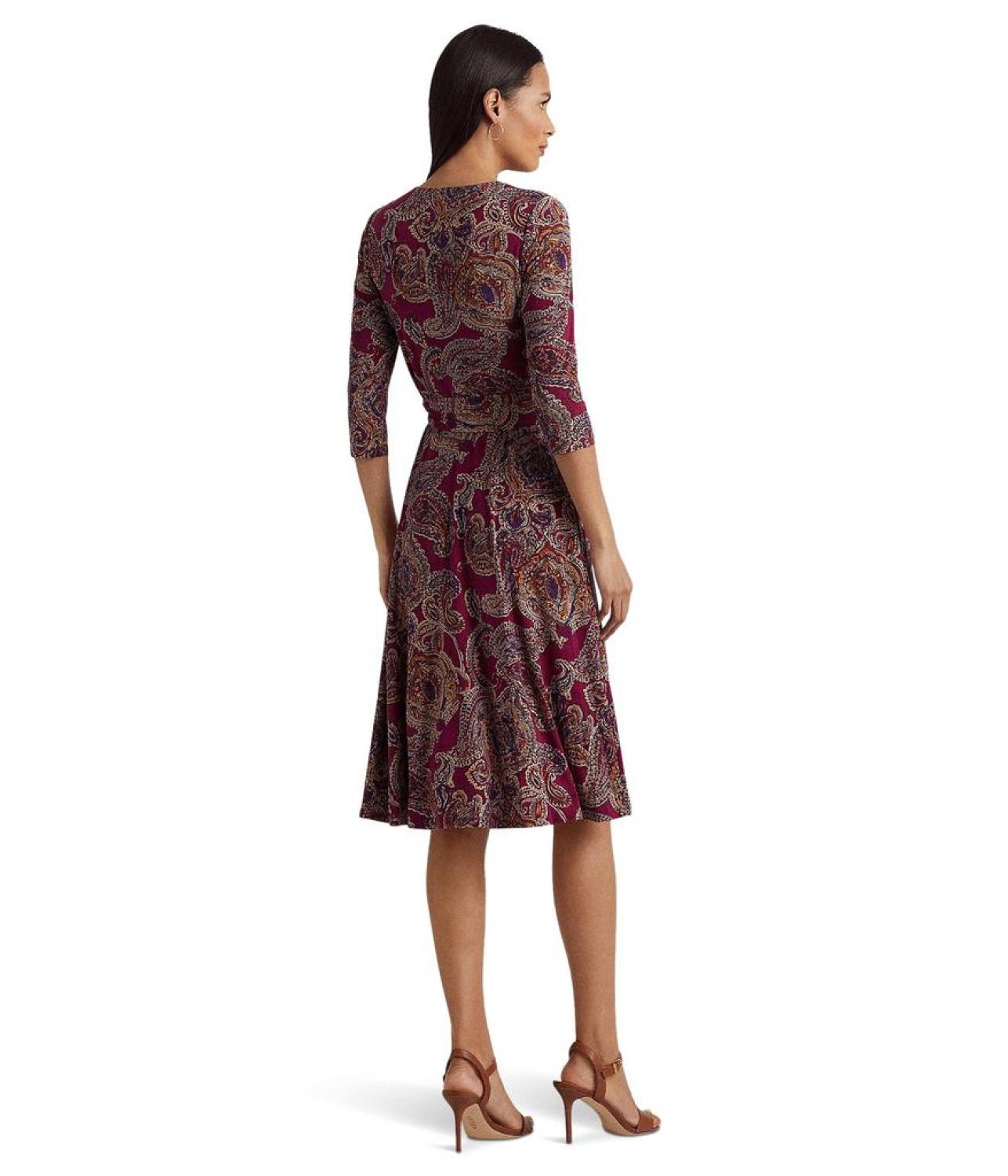 Paisley Surplice Jersey Dress