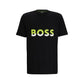 Cotton-jersey T-shirt with color-blocked logo print