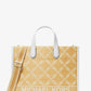 Gigi Large Empire Logo Jacquard Straw Tote Bag