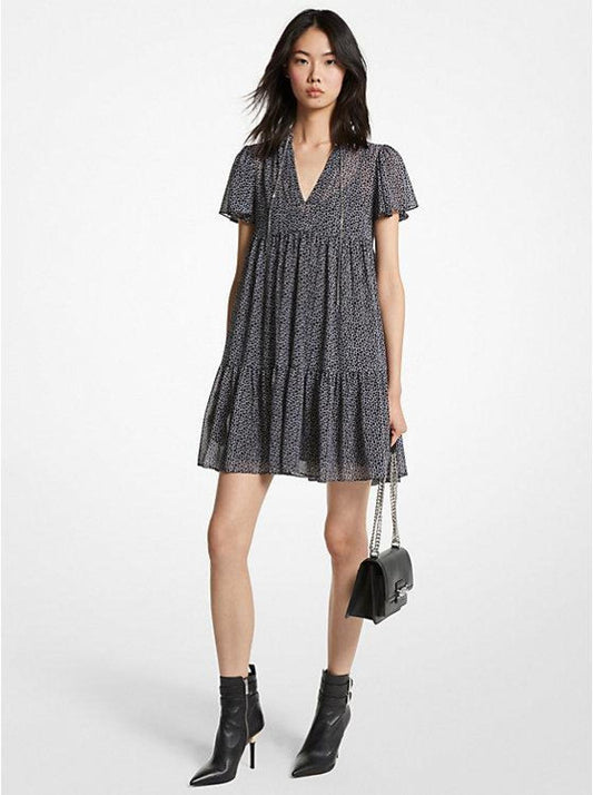 Animal Print Georgette Tiered Dress