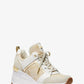 Georgie Metallic Empire Logo Jacquard and Leather Trainer