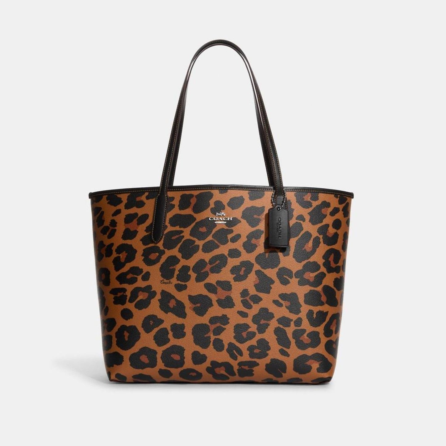 Coach Outlet City Tote With Leopard Print And Signature Canvas Interior