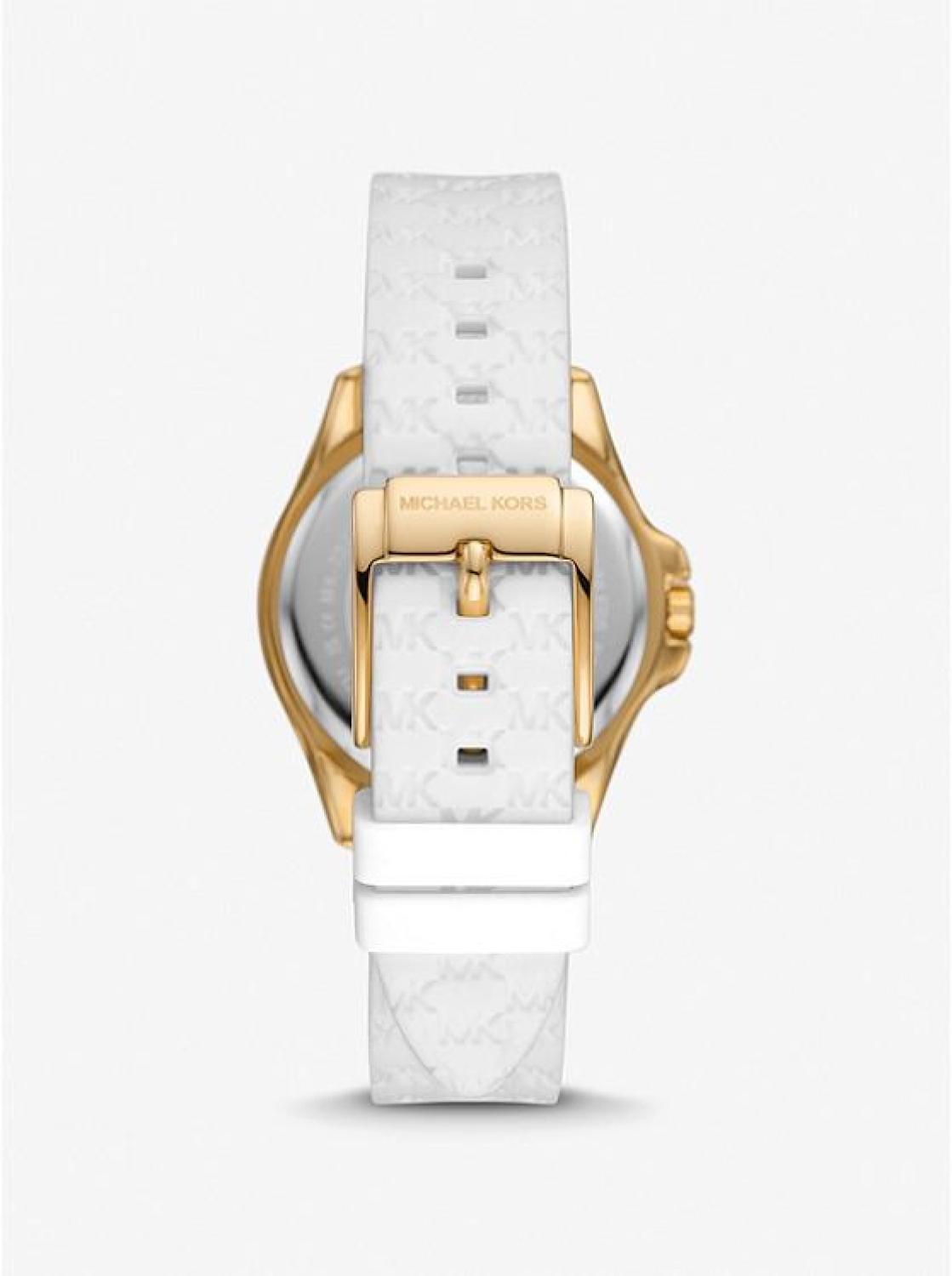 Mini Pilot Pavé Gold-Tone and Logo Silicone Watch